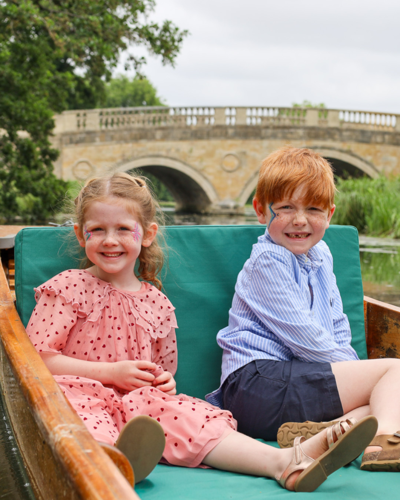 Children enjoying a family punting trip at Audley End